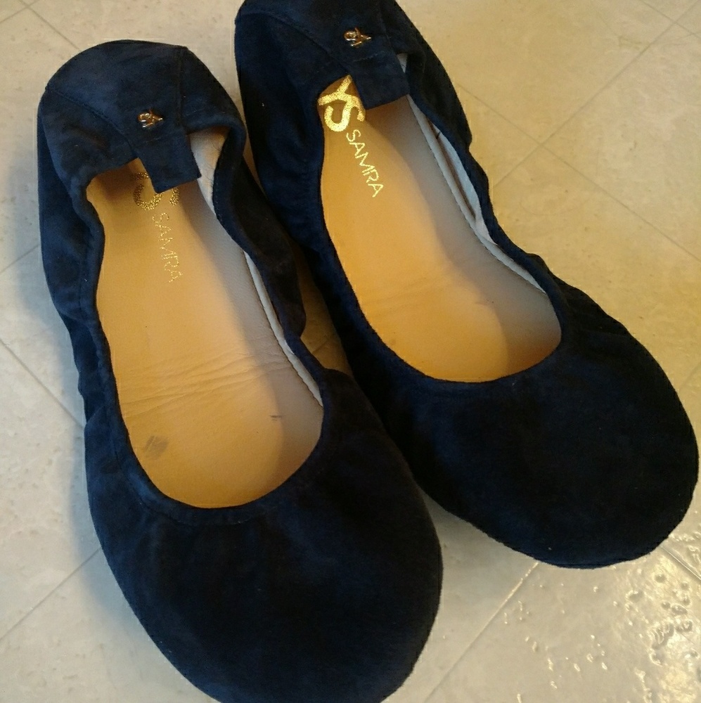 Yosi Samra Navy Suede flats